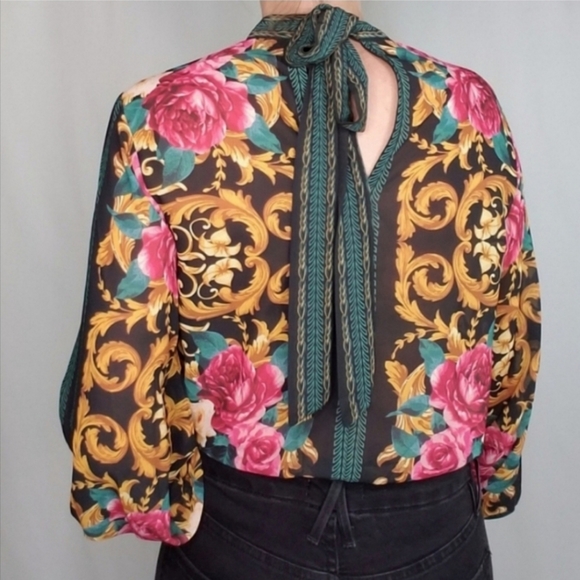 Jealous Tomato Floral Print Long Sleeve Bikini Bottom Bodysuit - Picture 2 of 7